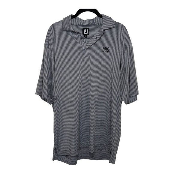FootJoy Mens Polo Shirt Grey Striped Sz L GOLF TENNIS - Picture 1 of 8